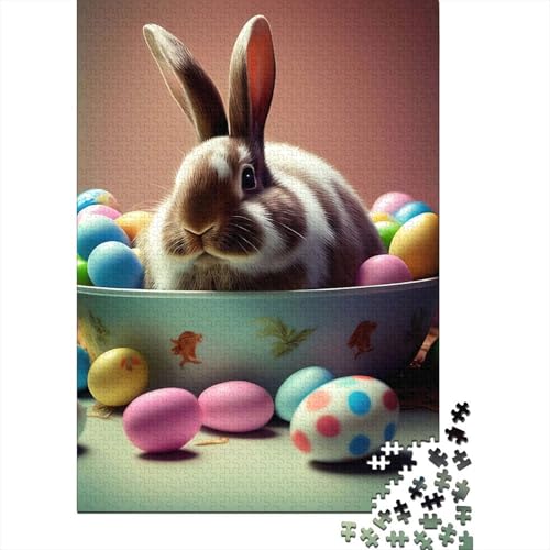 Ostern Niedliches Häschen-Puzzle 1500 Teile Puzzle Spielzeug für Erwachsene Puzzle Einzigartig Schwieriges Und Herausforderndes Puzzle Spiel Spielzeug Geschenk 1500 Teile (85x57cm) von SOQWBYG