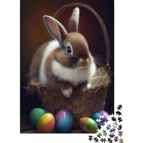 Ostern süße Hase Puzzle-Spiele für Erwachsene Puzzle 1000 Teile Puzzle für Erwachsene Spiele für Erwachsene Teenager und 1000 Stück (75x50cm) von SOQWBYG