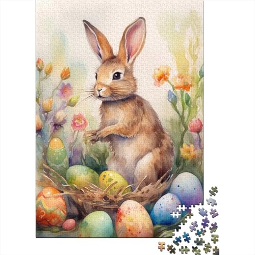 Ostern süße Hase Puzzle-Spiele für Erwachsene Puzzle 1000 Teile Puzzle für Erwachsene Spiele für Erwachsene Teenager und 1000 Stück (75x50cm) von SOQWBYG