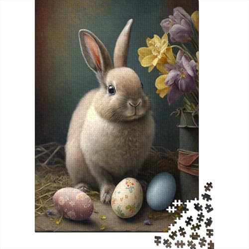 Ostern süße Hase Puzzle-Spiele für Erwachsene Puzzle 1000 Teile Puzzle für Erwachsene Spiele für Erwachsene Teenager und 1000 Stück (75x50cm) von SOQWBYG