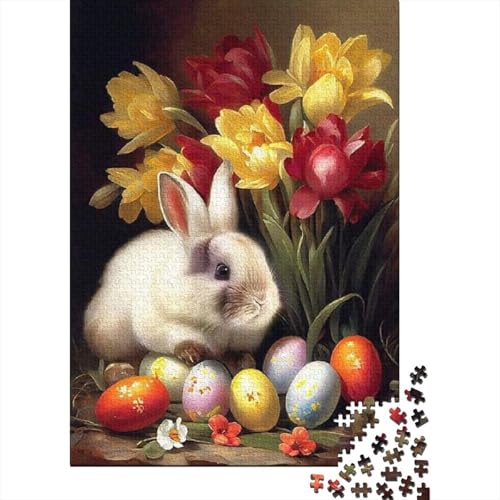 Ostern süße Hase Puzzle-Spiele für Erwachsene Puzzle 1000 Teile Puzzle für Erwachsene Spiele für Erwachsene Teenager und 1000 Stück (75x50cm) von SOQWBYG