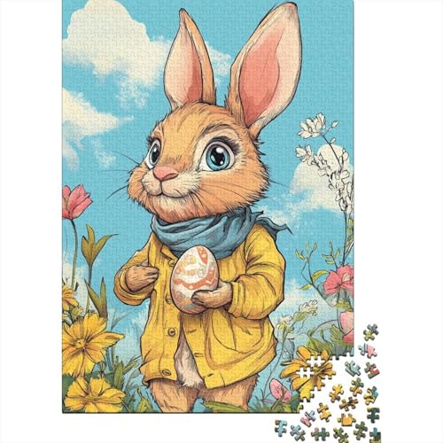Osterpuzzle mit süßem Häschen, 1500 Puzzleteile für Erwachsene, Puzzle-Sets für Familien-Lernspiel, 1500 Teile (85 x 57 cm) von SOQWBYG