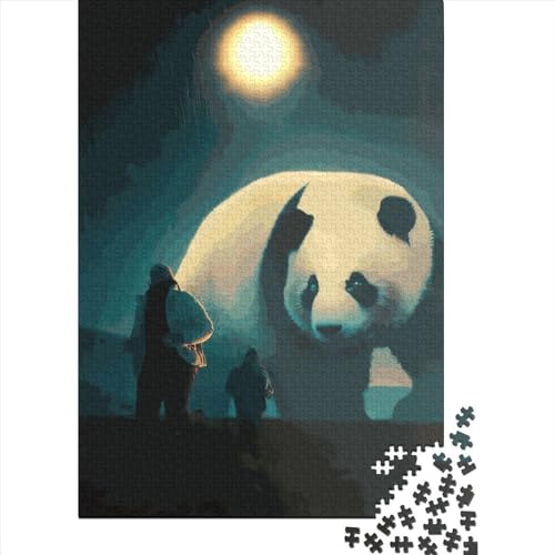 Panda bei Nacht Puzzle 1500 Teile Puzzle für Erwachsene Puzzle-Sets für die ganze Familie Lernspiel 1500 Teile (85x57cm) von SOQWBYG