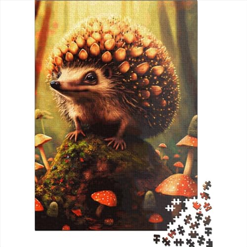 Pilz-Igel-Puzzle, 1000 Teile, Puzzle für Erwachsene, Unmögliches Puzzle, Holzspielzeug, Puzzle, Herausforderndes Spiel, 1000 Teile (75 x 50 cm) von SOQWBYG