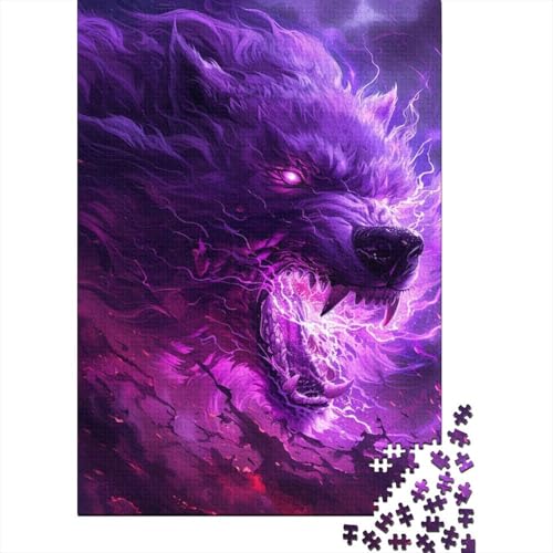 Purple_Angry_Wolf Puzzle DIY-Spiel Papier Rechteckiges Puzzle für Jungen oder Mädchen Geburtstagsgeschenk 70x50cm/1000 Teile von SOQWBYG