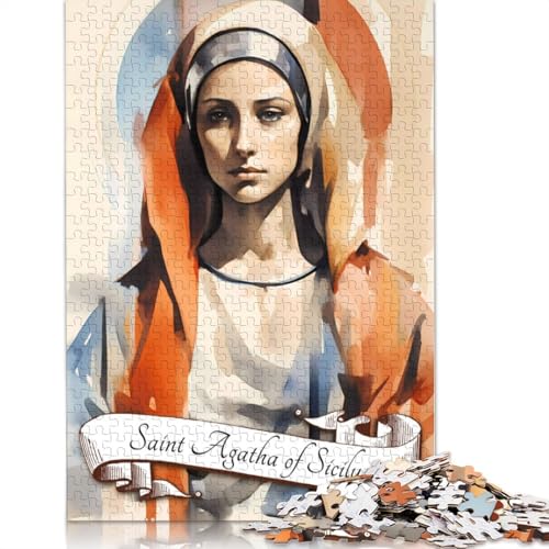 Puzzle „Die Heilige Agatha von Sizilien“, 520 Teile, Puzzle für Erwachsene, Unmögliches Puzzle, Holzspielzeug, Puzzle, Herausforderndes Spiel, 520 Teile (52 x 38 cm) von SOQWBYG