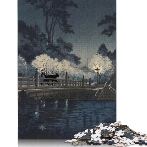 Puzzle „Katze auf der Benkei-Brücke“, 520-teiliges Puzzle für Erwachsene, Unmögliches Puzzle, Holzspielzeug, herausforderndes Puzzlespiel, 520 Teile (52 x 38 cm) von SOQWBYG