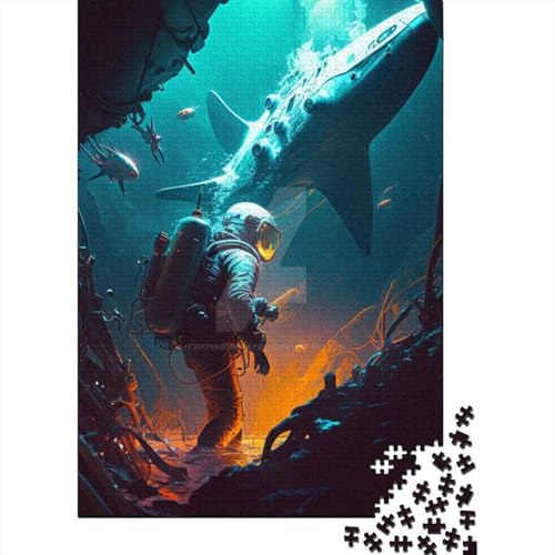 Puzzle 1000 Teile, Astronauten-Erkundungspuzzle, Holzpuzzle für Erwachsene, Schwierigkeitsspiel 1000 Teile (75 x 50 cm) von SOQWBYG