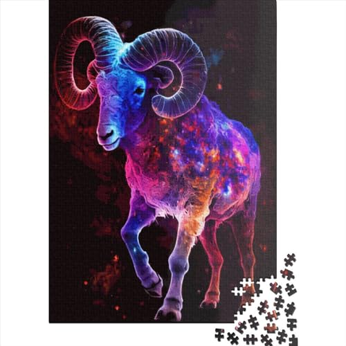 Puzzle 1000 Teile, Ziegen-Puzzle, Dekompressionsspielzeug, Holzpuzzle, Geburtstagsgeschenke für Erwachsene, 1000 Teile (75 x 50 cm) von SOQWBYG