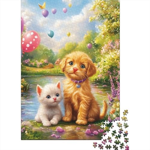 Puzzle 1000 Teile, süßes Kätzchen-Puzzle, Holzpuzzle für Erwachsene, Schwierigkeitsspiel 1000 Teile (75 x 50 cm) von SOQWBYG