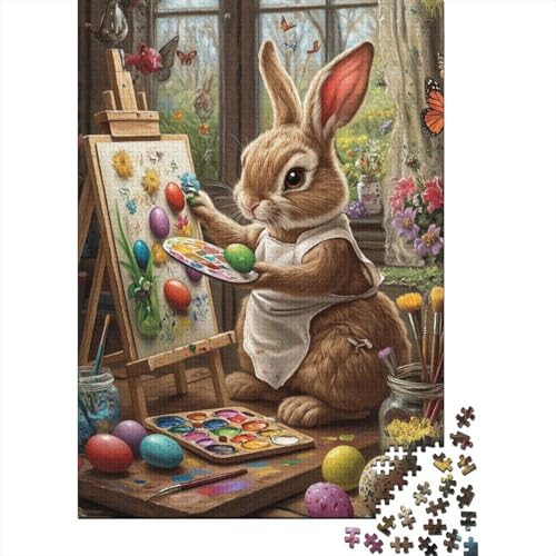 Puzzle 1000 Teile, süßes Osterhäschen-Puzzle, Dekompressionsspielzeug, Holzpuzzle, Geburtstagsgeschenke für Erwachsene, 1000 Teile (75 x 50 cm) von SOQWBYG