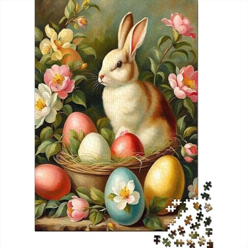 Puzzle 1000 Teile, süßes Osterhäschen-Puzzle, Holzpuzzle für Erwachsene, Schwierigkeitsspiel 1000 Teile (75 x 50 cm) von SOQWBYG
