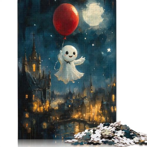 Puzzle 1000 Teile „Geisterhafte Ballonfahrt“, Holzpuzzle für Erwachsene, Schwierigkeitsspiel 1000 Teile (75 x 50 cm) von SOQWBYG