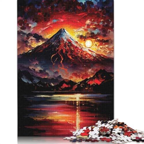 Puzzle 1000 Teile „Sonnenuntergang über dem Berg Fuji“, Holzpuzzle für Erwachsene, Schwierigkeitsspiel, 1000 Teile (75 x 50 cm) von SOQWBYG