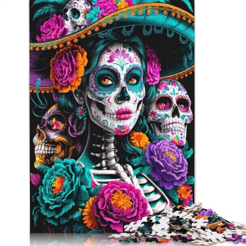 Puzzle 1000 Teile „Sugar Skull Woman“ - Holzpuzzle für Erwachsene - Schwierigkeitsspiel 1000 Teile (75 x 50 cm) von SOQWBYG