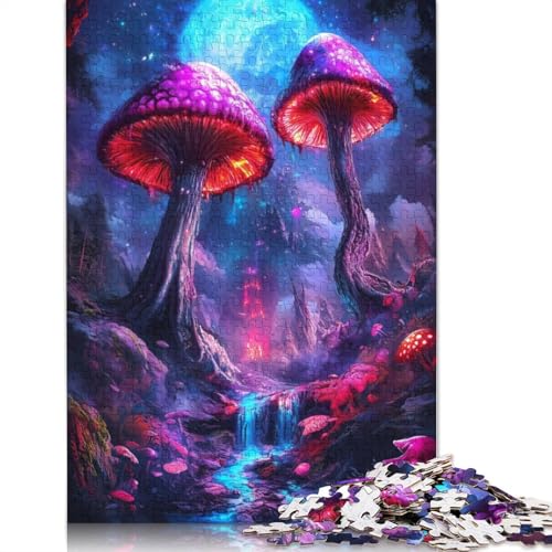 Puzzle 1000 Teile Fantasie-Pilzwald-Puzzle, Dekompressionsspielzeug, Holzpuzzle, Geburtstagsgeschenke für Erwachsene, 1000 Teile (75 x 50 cm) von SOQWBYG