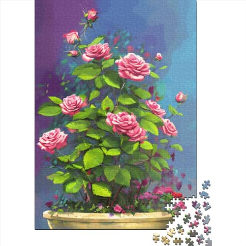 Puzzle 1000 Teile Rosenblumen-Puzzle Holzpuzzle für Erwachsene Schwierigkeitsspiel 1000 Teile (75 x 50 cm) von SOQWBYG