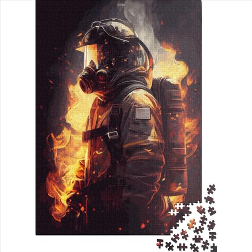Puzzle 1000 Teile für Erwachsene, Feuerwehrmann-Flammen-Puzzle-Set, Erwachsenenspielzeug, Geschenk, Puzzle für die Wanddekoration zu Hause, 1000 Stück (75 x 50 cm) von SOQWBYG