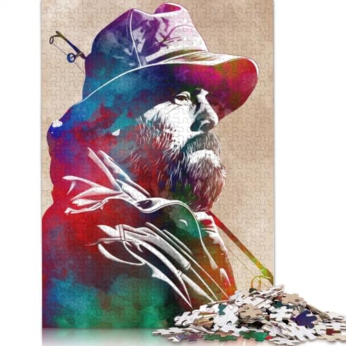 Puzzle 1000 Teile für Erwachsene, Fischer-Aquarellporträt, Puzzle für die ganze Familie, geistige Kunst, Puzzlespiel, Spielzeug, Geschenk für 1000 Teile (75 x 50 cm) von SOQWBYG
