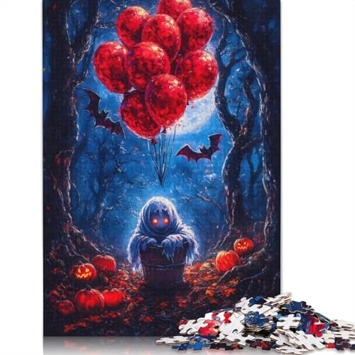 Puzzle 1000 Teile für Erwachsene, Geisterhafte Halloween-Ballons, Puzzles, Schwieriges Puzzle, Lernspiele, Heimdekoration, 1000 Teile (75 x 50 cm) von SOQWBYG
