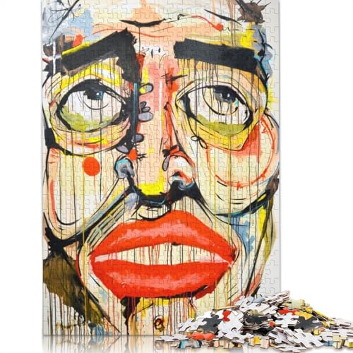 Puzzle 520 Teile „Abstraktes menschliches Gesicht“, Dekompressionsspielzeug, Holzpuzzle, Geburtstagsgeschenke für Erwachsene, 520 Teile (52 x 38 cm) von SOQWBYG