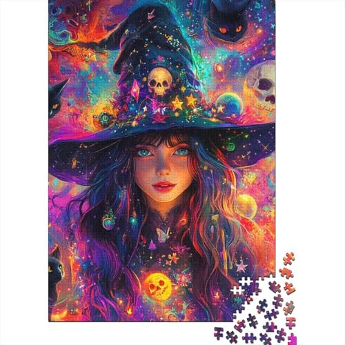 Puzzle 520 Teile Hexenfrauen-Puzzle, Dekompressionsspielzeug, Holzpuzzle, Geburtstagsgeschenke für Erwachsene, 520 Teile (52 x 38 cm) von SOQWBYG