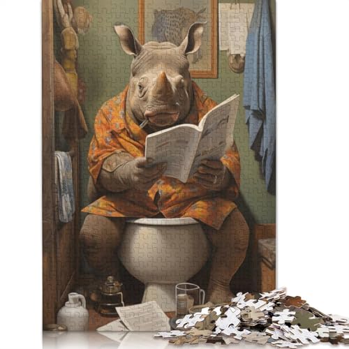 Puzzle 520 Teile für Erwachsene, Nashorn-Toiletten-Dekor, Puzzle-Set, Erwachsenenspielzeug, Geschenk, Puzzle für die Wanddekoration zu Hause, 520 Teile (52 x 38 cm) von SOQWBYG