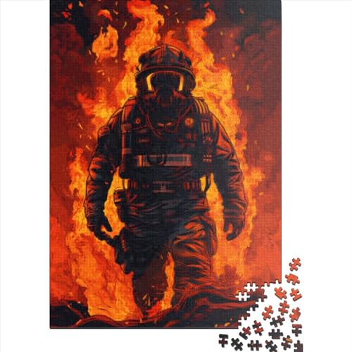 Puzzle 520 Teile für Erwachsene Feuerwehrmann Flamme Puzzle Familie Intellektuelle Kunst Puzzle Spiel Spielzeug Geschenk für 520 Stück (52x38cm) von SOQWBYG
