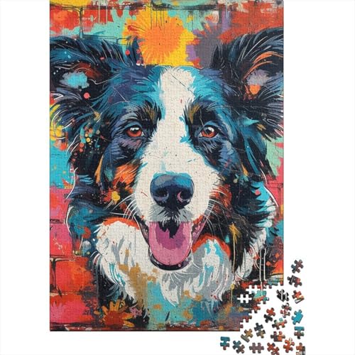 Puzzle für Erwachsene, 1000 Teile, Border Collie, kreatives DIY-Puzzle, Holzpuzzle für ab 18 Jahren und Erwachsene, 520 Teile (52 x 38 cm) von SOQWBYG