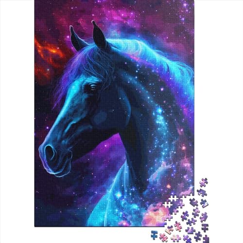 Puzzle für Erwachsene, 1000 Teile, Galaxie-Pferde-Puzzle für Erwachsene, Holzpuzzle, Spiel, Herausforderungsspielzeug, 1000 Teile (75 x 50 cm) von SOQWBYG