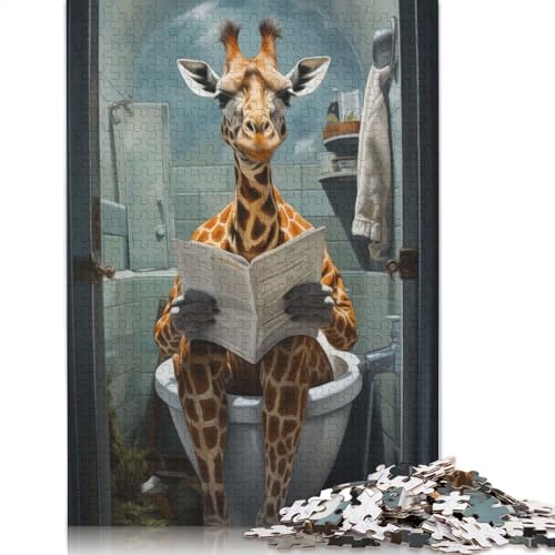 Puzzle für Erwachsene, 1000 Teile, Giraffe Morning Business, kreatives DIY-Puzzle, Holzpuzzle für ab 18 Jahren und Erwachsene, 1500 Teile (85 x 57 cm) von SOQWBYG