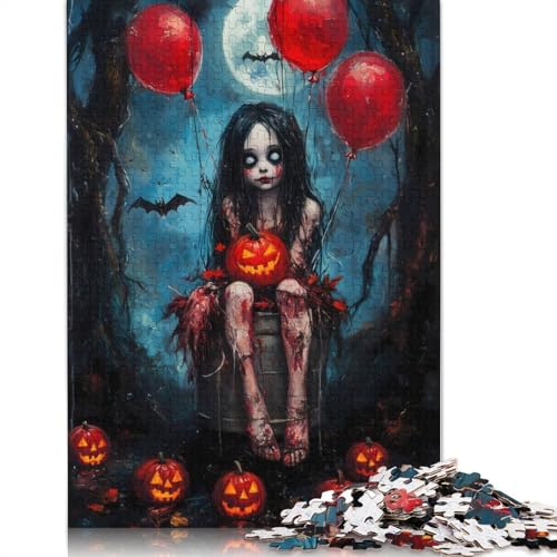 Puzzle für Erwachsene, 1000 Teile, Halloween-Mädchen mit Kürbissen, kreatives DIY-Puzzle, Holzpuzzle für ab 18 Jahren und Erwachsene, 1500 Teile (85 x 57 cm) von SOQWBYG