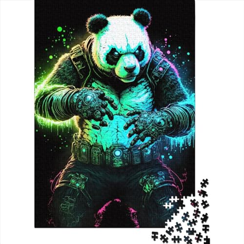 Puzzle für Erwachsene, 1000 Teile, Panda-Neon-Puzzle, Holzpuzzle für Erwachsene, Spiele, Lernspielzeug, 1000 Teile (75 x 50 cm) von SOQWBYG