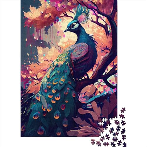 Puzzle für Erwachsene, 1000 Teile, Pfauenkirsche, kreatives DIY-Puzzle, Holzpuzzle für ab 18 Jahren und Erwachsene, 520 Teile (52 x 38 cm) von SOQWBYG