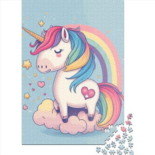 Puzzle für Erwachsene, 1000 Teile, Regenbogen-Einhorn-Puzzle, Holzpuzzle für Erwachsene, Spiele, Lernspielzeug, 1000 Teile (75 x 50 cm) von SOQWBYG