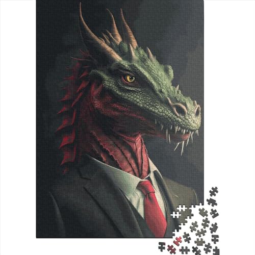 Puzzle für Erwachsene, 1000 Teile, Roter Drache, kreatives DIY-Puzzle, Holzpuzzle für ab 18 Jahren und Erwachsene, 1000 Teile (75 x 50 cm) von SOQWBYG