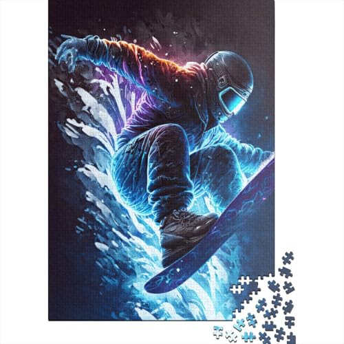 Puzzle für Erwachsene, 1000 Teile, Snowboard, kreatives DIY-Puzzle, Holzpuzzle für ab 18 Jahren und Erwachsene, 1000 Teile (75 x 50 cm) von SOQWBYG