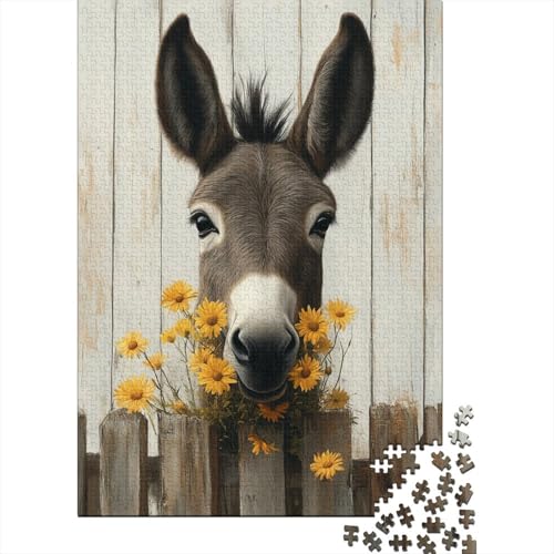 Puzzle für Erwachsene, 1000 Teile, Tier-Esel-Puzzle, Holzpuzzle für Erwachsene, Spiele, Lernspielzeug, 1000 Teile (75 x 50 cm) von SOQWBYG