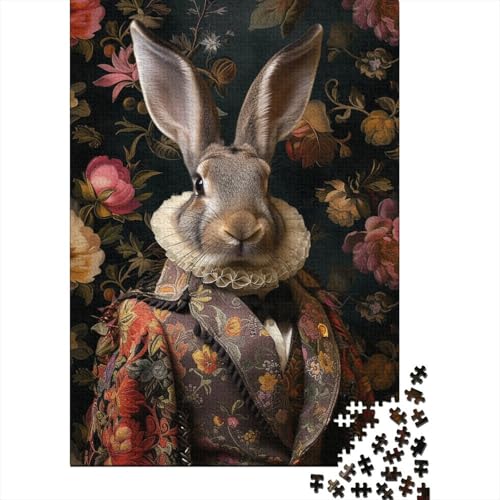 Puzzle für Erwachsene, 1000 Teile, Tierkaninchen, kreatives DIY-Puzzle, Holzpuzzle für ab 18 Jahren und Erwachsene, 520 Teile (52 x 38 cm) von SOQWBYG