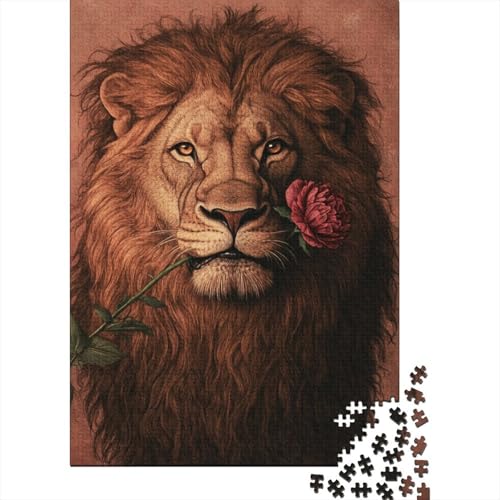 Puzzle für Erwachsene, 1000 Teile, Tierkunst, Löwe, kreatives DIY-Puzzle, Holzpuzzle für ab 18 Jahren und Erwachsene, 1500 Teile (85 x 57 cm) von SOQWBYG