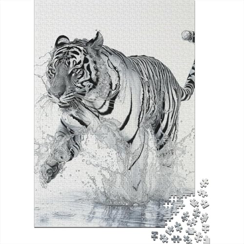 Puzzle für Erwachsene, 1000 Teile, Tiger, kreatives DIY-Puzzle, Holzpuzzle für ab 18 Jahren und Erwachsene, 1000 Teile (75 x 50 cm) von SOQWBYG