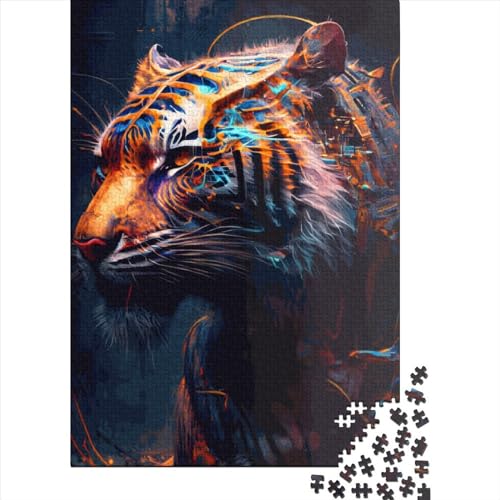 Puzzle für Erwachsene, 1000 Teile, Tiger, kreatives DIY-Puzzle, Holzpuzzle für ab 18 Jahren und Erwachsene, 1500 Teile (85 x 57 cm) von SOQWBYG