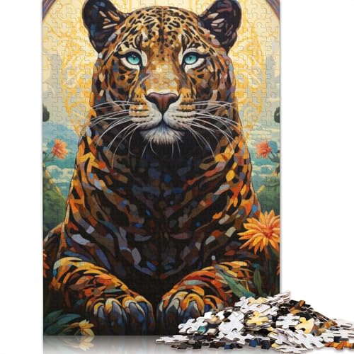 Puzzle für Erwachsene, 1000 Teile, farbenfrohe Leopardenkunst, kreatives DIY-Puzzle, Holzpuzzle für ab 18 Jahren und Erwachsene, 520 Teile (52 x 38 cm) von SOQWBYG