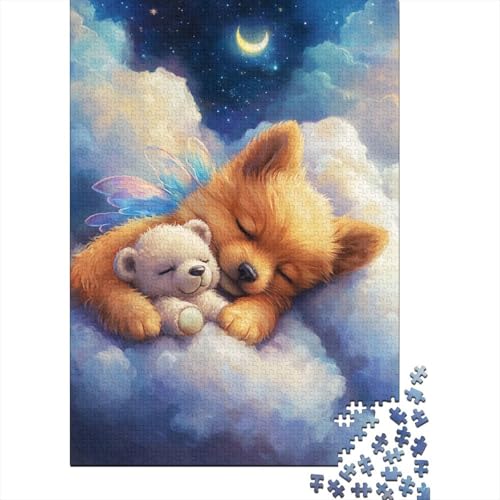 Puzzle für Erwachsene, 1000 Teile, schlafender Welpe, kreatives DIY-Puzzle, Holzpuzzle für ab 18 Jahren und Erwachsene, 520 Teile (52 x 38 cm) von SOQWBYG