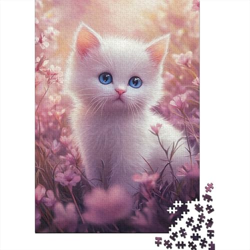 Puzzle für Erwachsene, 1000 Teile, süße Katze, kreatives DIY-Puzzle, Holzpuzzle für ab 18 Jahren und Erwachsene, 1500 Teile (85 x 57 cm) von SOQWBYG
