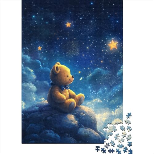 Puzzle für Erwachsene, 1000 Teile, süße Teddybär-Puzzles für Erwachsene, Holzpuzzles, Spiel, Herausforderungsspielzeug, 1000 Teile (75 x 50 cm) von SOQWBYG