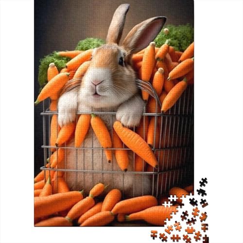 Puzzle für Erwachsene, 1000 Teile, süßer Osterhase, kreatives DIY-Puzzle, Holzpuzzle für ab 18 Jahren und Erwachsene, 1000 Teile (75 x 50 cm) von SOQWBYG