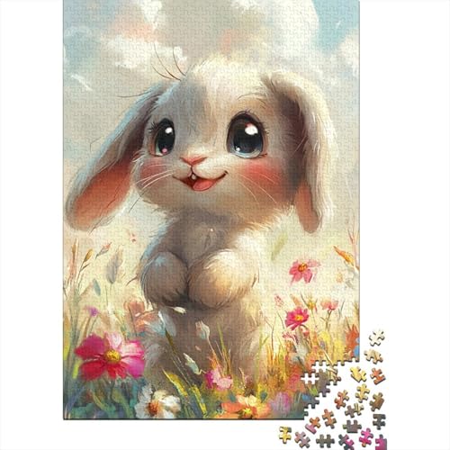 Puzzle für Erwachsene, 1000 Teile, süßer Osterhase, kreatives DIY-Puzzle, Holzpuzzle für ab 18 Jahren und Erwachsene, 1500 Teile (85 x 57 cm) von SOQWBYG
