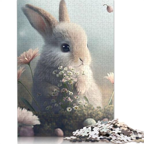 Puzzle für Erwachsene, 1000 Teile, süßer Osterhase, kreatives DIY-Puzzle, Holzpuzzle für ab 18 Jahren und Erwachsene, 520 Teile (52 x 38 cm) von SOQWBYG