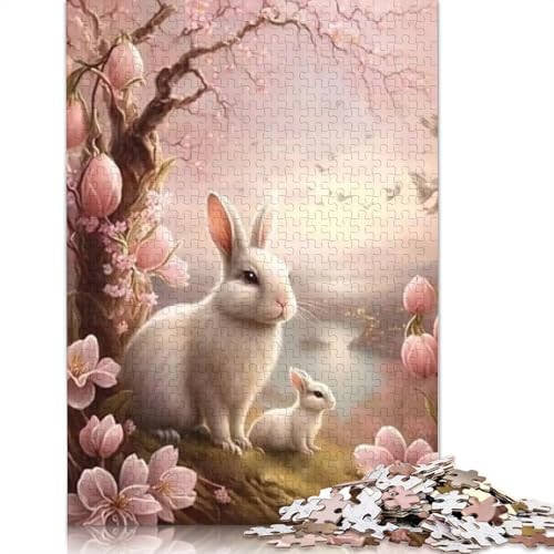 Puzzle für Erwachsene, 1000 Teile, süßer Osterhase, kreatives DIY-Puzzle, Holzpuzzle für ab 18 Jahren und Erwachsene, 520 Teile (52 x 38 cm) von SOQWBYG